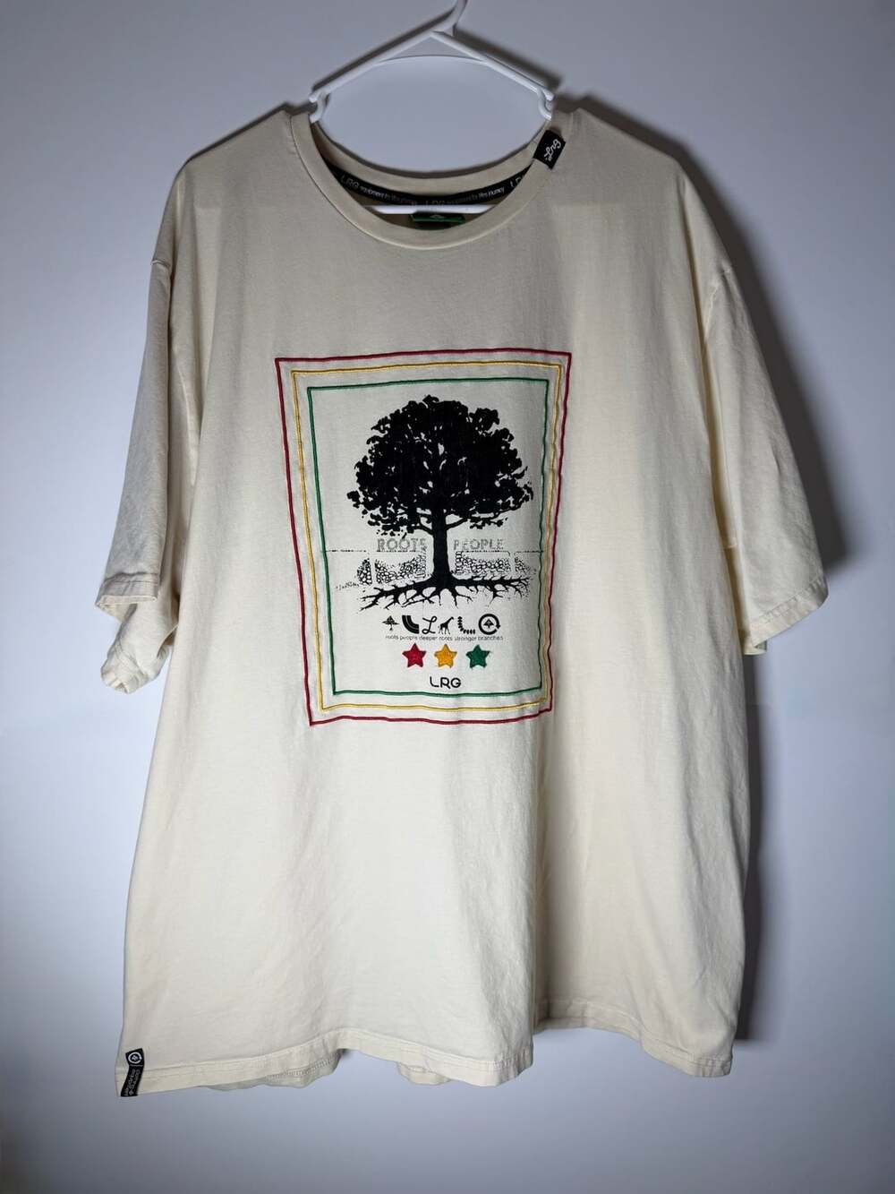 LRG Lifted Research Group Roots People Tree Graphic T-Shirt Cream Size L